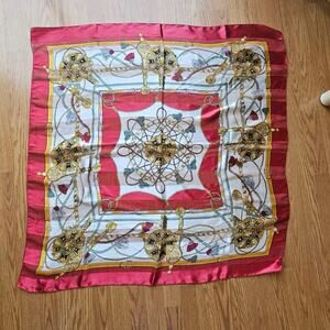 Red Silk Satin Baroque Scarf – Hermès Inspired